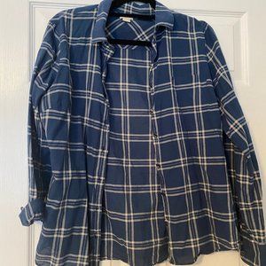 J.Crew Blue and Cream Plaid Button Down